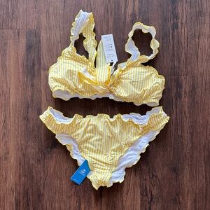 NWT Yellow Striped Bikini (Top-M / Bottom-L)